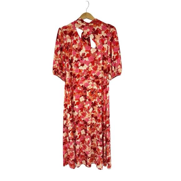 Eloquii High Neck Retro Style Colorful Floral Stretch Midi Dress Mod Womens 14 - Picture 1 of 9